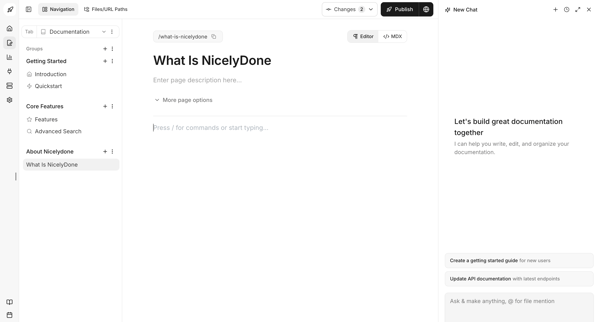 Dashboard - Documentation.AI screen