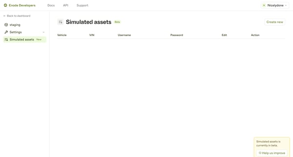 Enode Developers screen