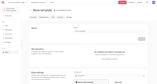Site - Appwrite screen