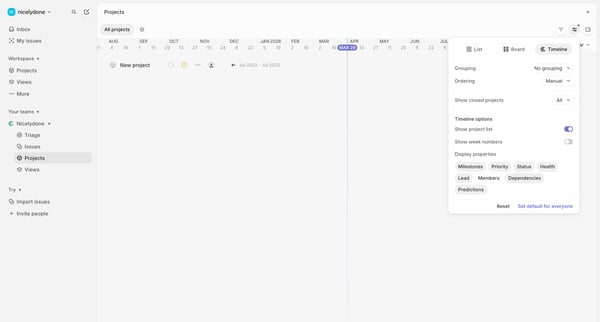 Nicelydone › Projects screen
