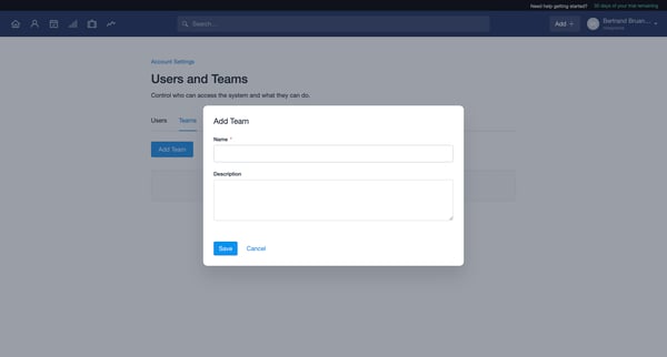 Teams | nicelydone CRM screen