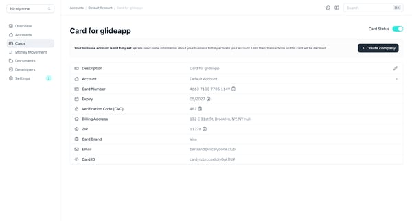 Increase › Card for glideapp from Increase