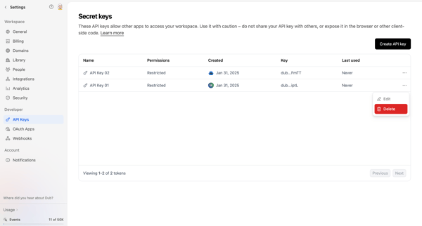 Dub.co - Link Management for Modern Marketing Teams screen