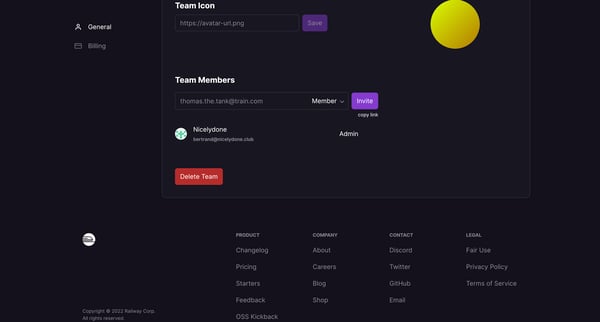 Account | Railway screen