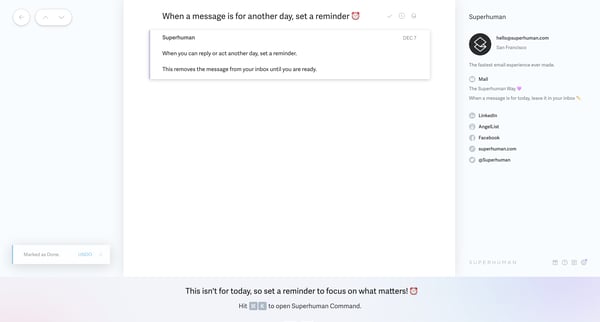When a message is for another day, set a reminder | • demo@superhu screen