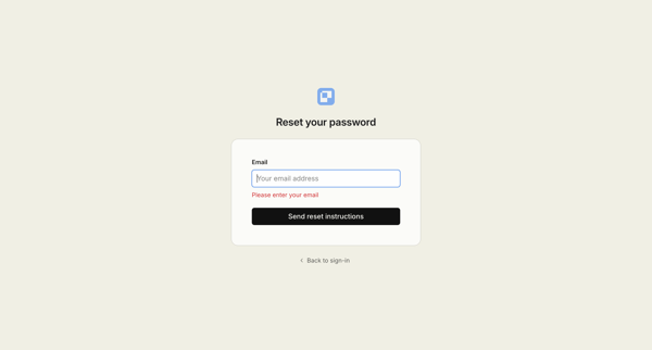 Reset your password screen