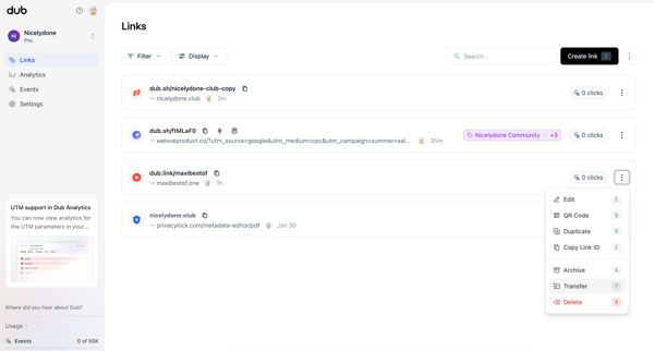 Dub.co - Link Management for Modern Marketing Teams screen