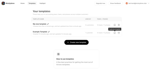Templates – Arrows.to screen