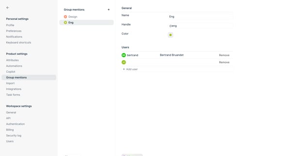 Group mentions - Settings - Height screen