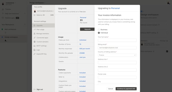 Upgrade Plan - QuestionScout screen