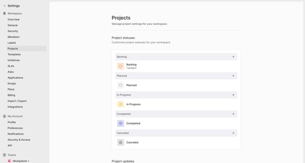 Projects from Linear