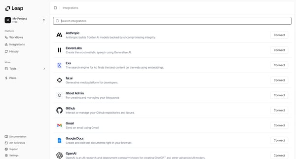 Leap AI | Automate any workflow with AI screen