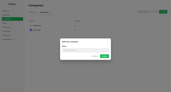 Companies • Settings • nicelydone • Cycle from Cycle