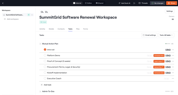 Internal · SummitGrid Software Renewal Workspace screen