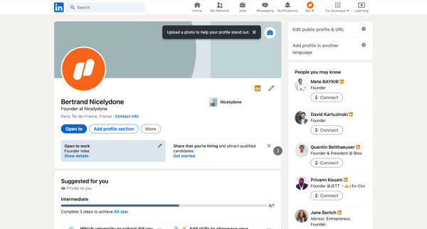 Bertrand Nicelydone | LinkedIn screen