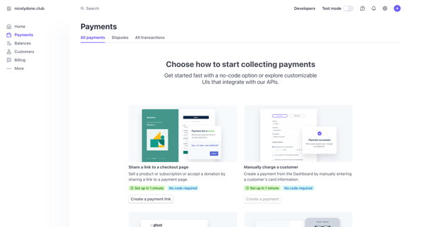 Payments – nicelydone.club – Stripe screen
