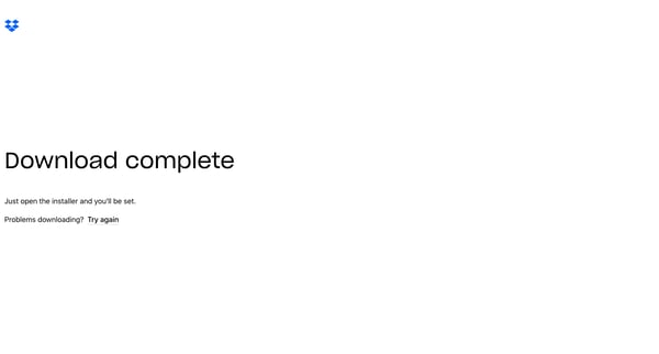 Install - Dropbox screen