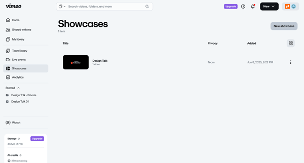 Vimeo screen