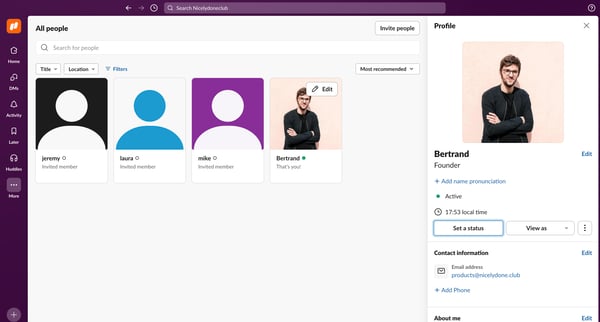 All people - Nicelydoneclub - Slack screen