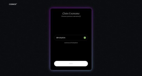 Cosmos - Edit Username screen
