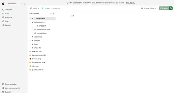 Editor - Mintlify screen