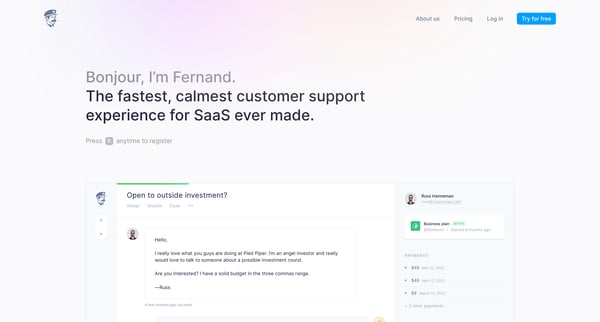 Fernand — The fast, calm customer support platform for SaaS screen