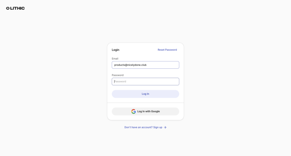 Lithic - Login screen