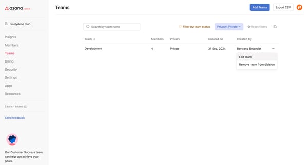 Admin console screen
