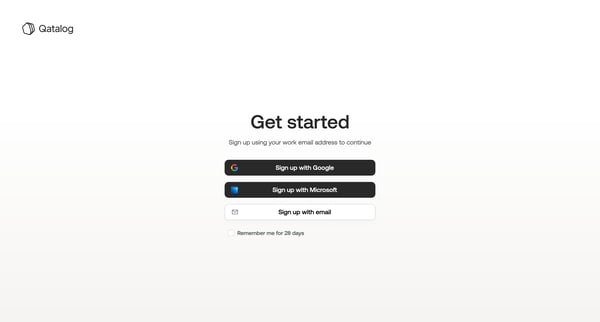 Qatalog Your work hub screen