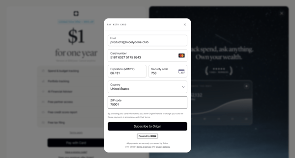 Origin Financial from Origin Financial