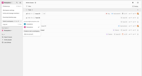 Nicelydone › Active issues screen