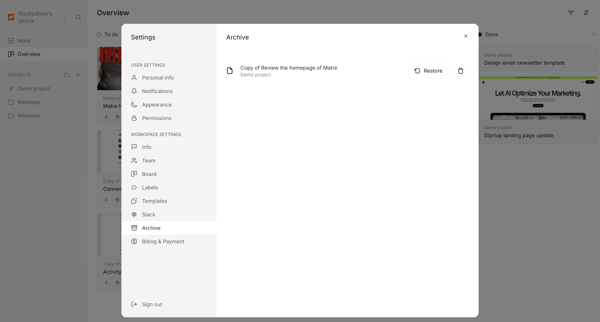 Workflow screen