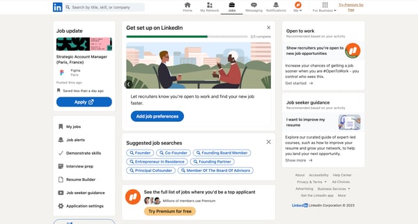 Jobs | LinkedIn screen