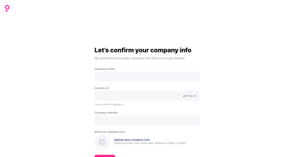Getlog - Company info screen