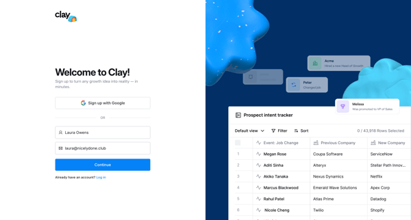Clay | Signup from Clay