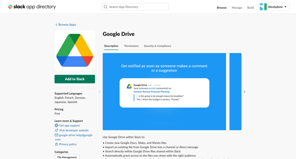 Google Drive | Slack App Directory from Slack