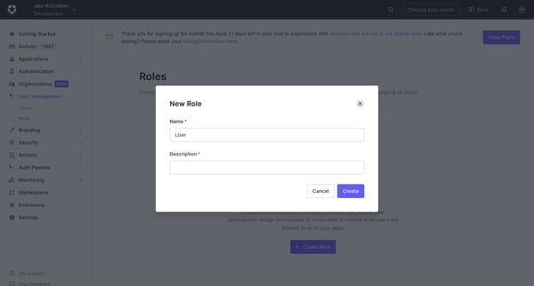 Roles from Auth0