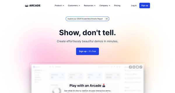 Arcade | Create Interactive Product Demos screen