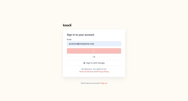 Log in | Knock screen