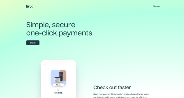 Link Simple, secure one-click payments screen