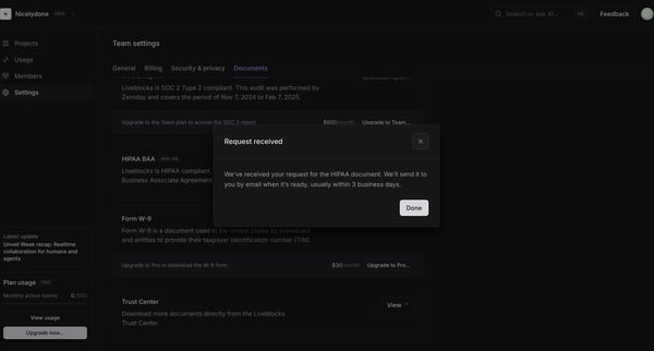 Nicelydone | Documents screen