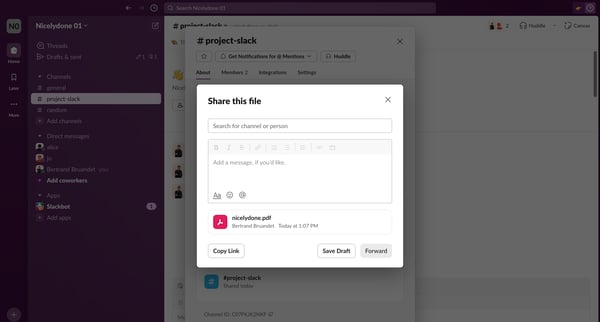 project-slack Channel - Nicelydone 01 - Slack screen