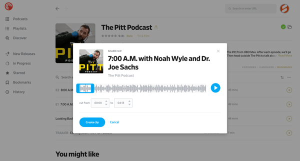 The Pitt Podcast - Pocket Casts screen