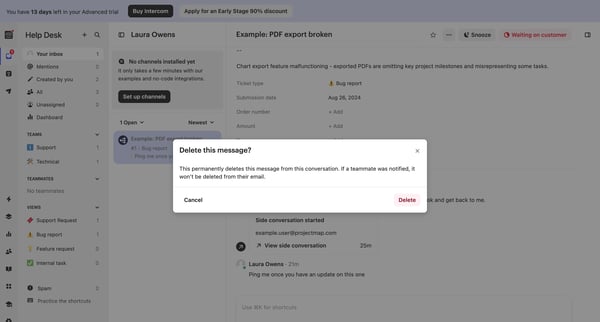 Example PDF export broken | Help Desk  Nicelydone  Intercom screen
