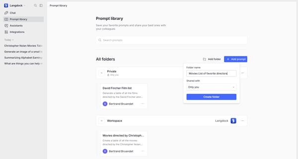 Prompt library screen
