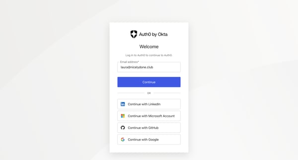 Log in | Auth0 screen