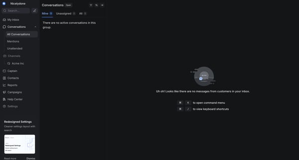Chatwoot screen