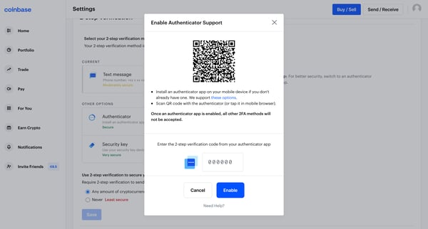 Coinbase screen