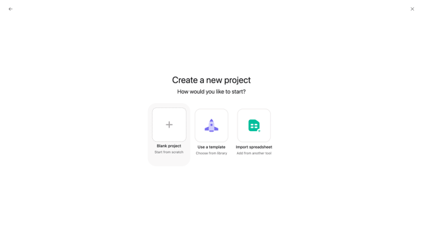 New project - Asana screen