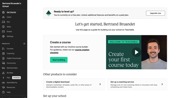 Admin | Teachable screen